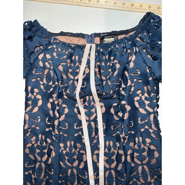 Alexia Admor NWT Navy Lace Off Shoulder Dress 10 Bell Sleeve Cocktail - Image 6