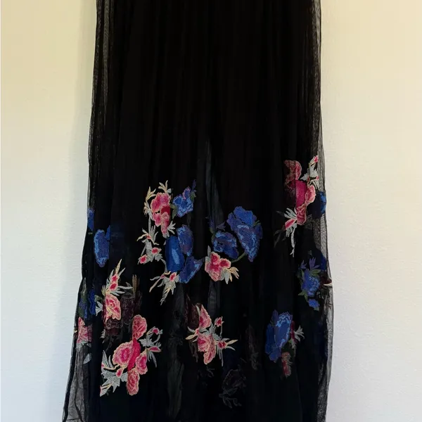 Free People Black Floral sheer skirt leggings - Image 3