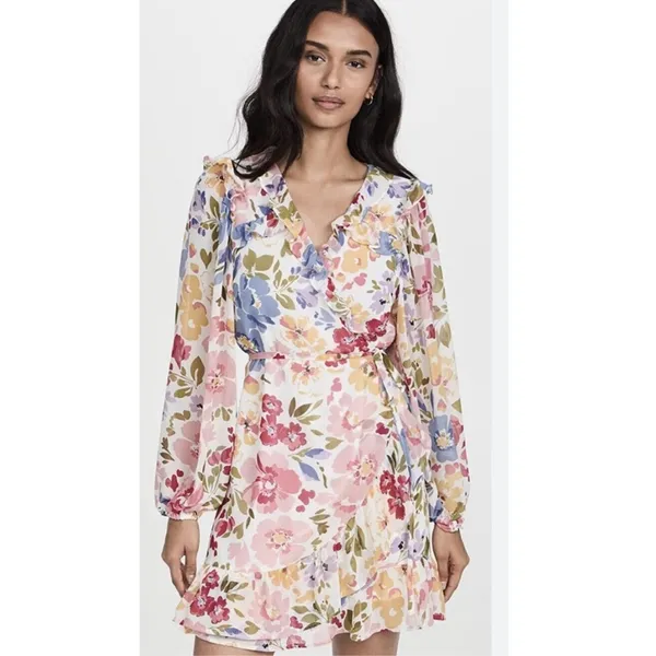 EN SAISON Floral Ruffle Wrap Dress S | Romantic Summer Dress - Image 2