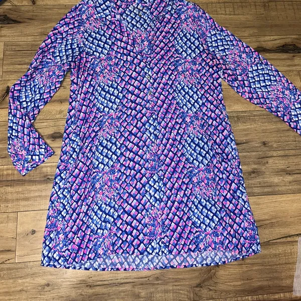 Lilly Pulitzer blue & pink pineapple print dress size Large - Image 5