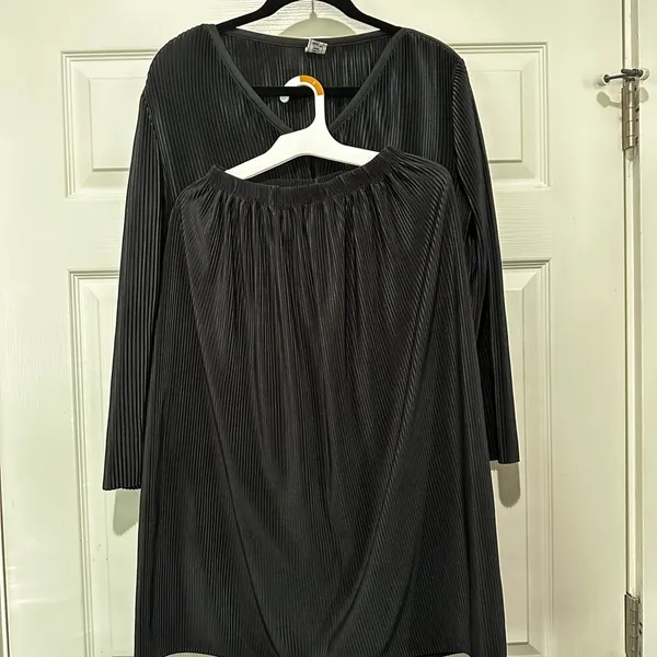 Perceptions Gray Pleated Relaxed Skirt Set Union Made Modest 2 Piece Suit Womens - Image 2