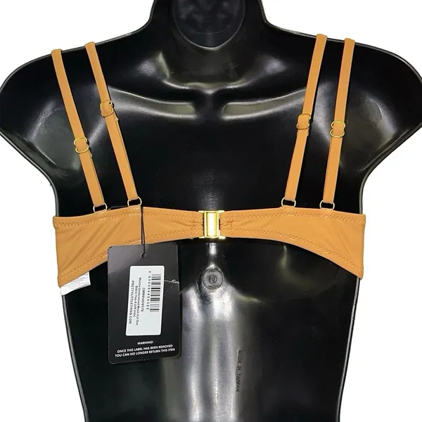 NWT PrettyLittleThing Mocha‎ Underwire Mesh Bikini Top Size 4 Cutout Swim Top - Image 2