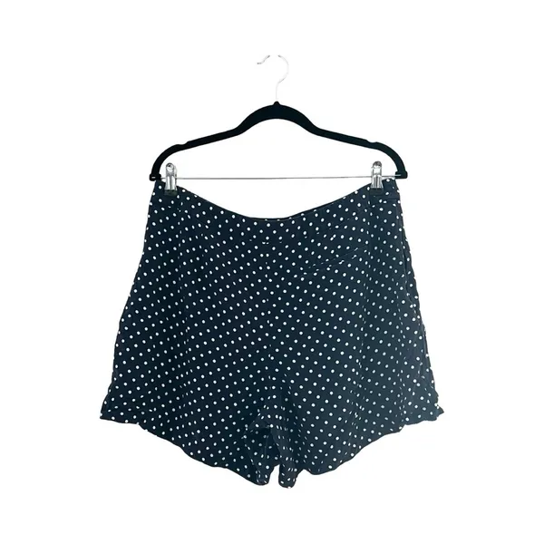 RALPH LAUREN LAUREN Polka Dot White Navy Silk High Waist Shorts Sz 12 - Image 2