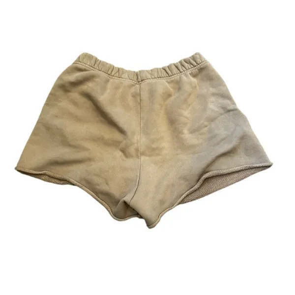 SET ACTIVE Fleece Sweat Shorts Taupe Beige Raw Hem Lounge Athletic Shorts Size L - Image 4