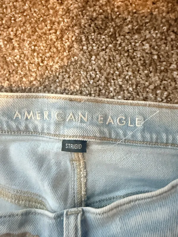 Light Wash American Eagle Distressed baggy high rise - Image 3