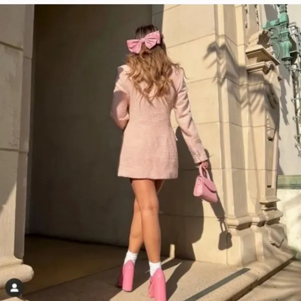Zara Pink Tweed Blazer - Image 3