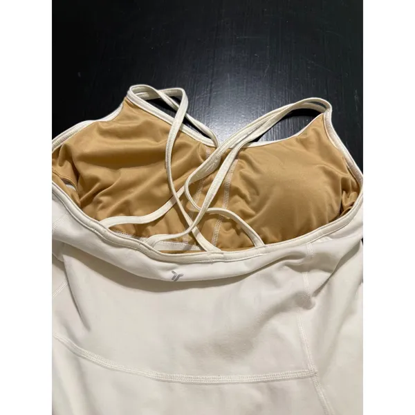 Old Navy Women Cream PowerSoft Strappy Active Dress with Built-in Shorts Large - Image 5