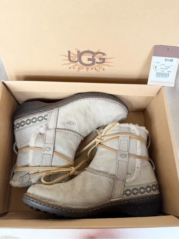 UGG Australia Cove Fieldstone Suede Sheepskin Boots 5136 Womens 8 With Box - Image 6