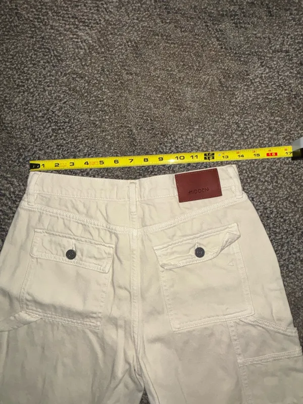 Hidden Jeans Size 27 Women’s Straight Mid Rise Carpenter Cream Denim EUC - Image 6