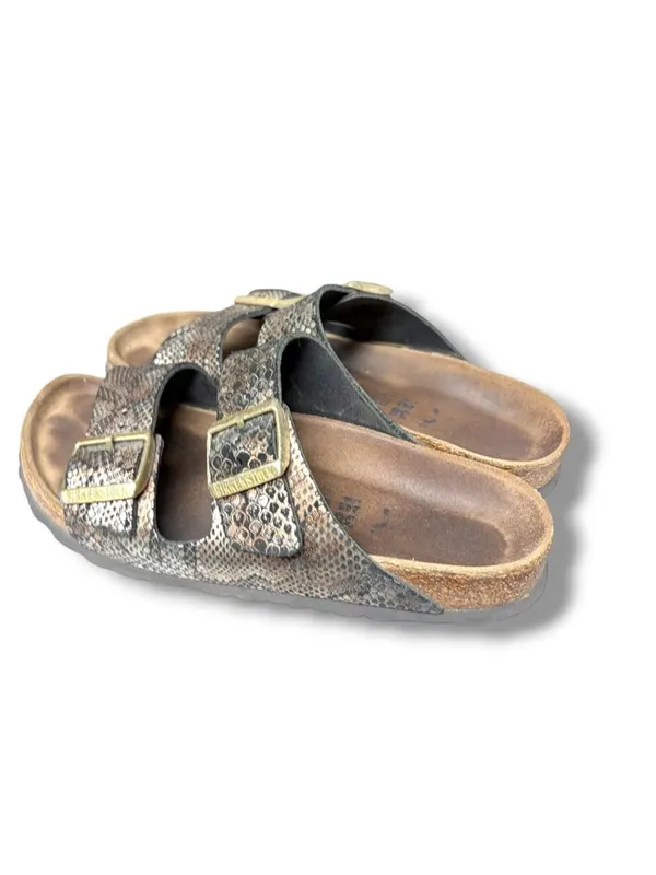 Birkenstock Arizona Soft Footbed Pewter Python Print Sandals EU 38 US 7 - Image 3