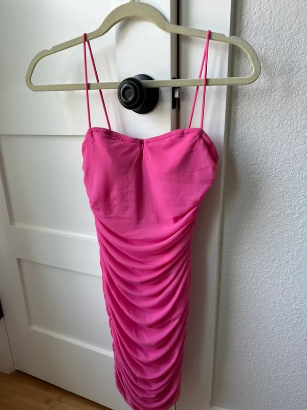 Revolve Emmie Mesh Mini Dress Hot Pink - Image 4