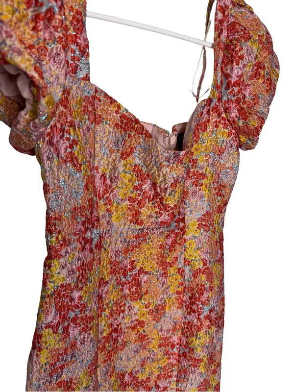 🌸 Lulus Floral Jacquard Puff Sleeve Mini‎ Dress Size M 🌸 - Image 5