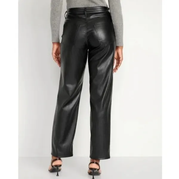 Old Navy Faux Black Leather High Rise Wide Leg Pants Size 8 - Image 2