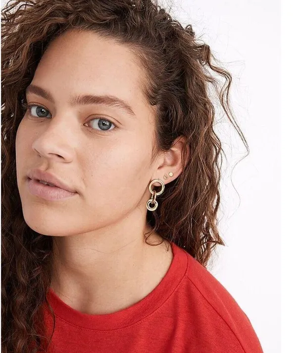 NWT New Madewell To The Market Link Dangle Brass Earrings - Image 2