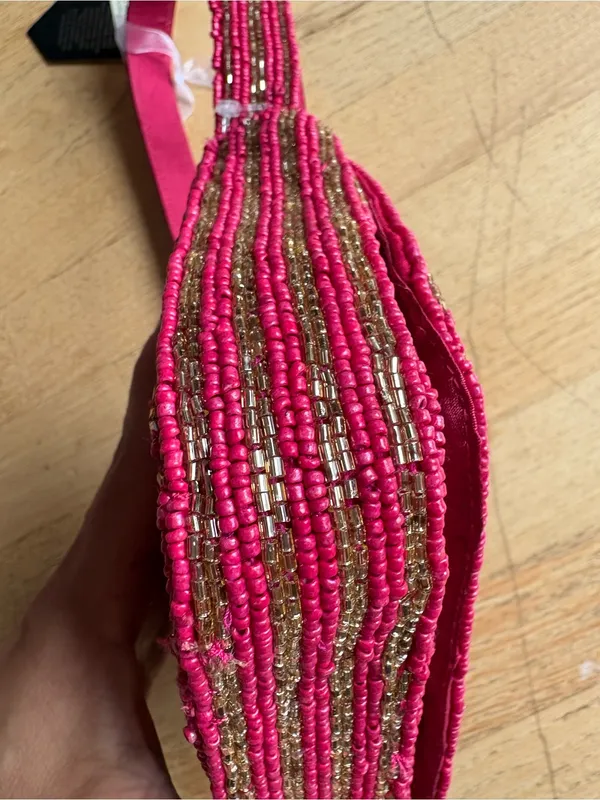 Beaded Pink Cocktail Motif Shoulder Bag - Image 5