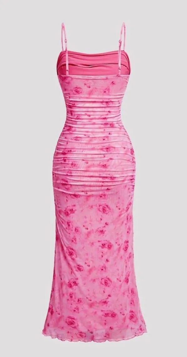 Floral Midi Dress Amazon Pink - Image 3