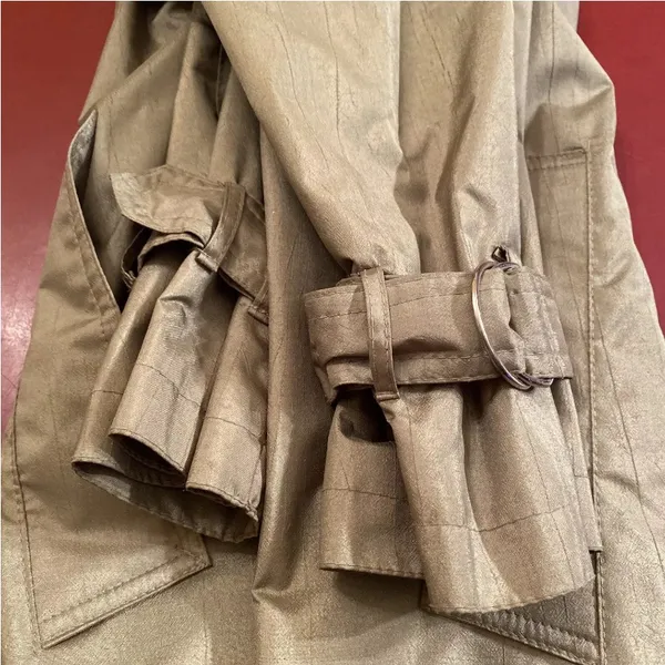Worthington Essentials Womens 10P Olive Trench Coat Vintage Petite Raincoat Belt - Image 13