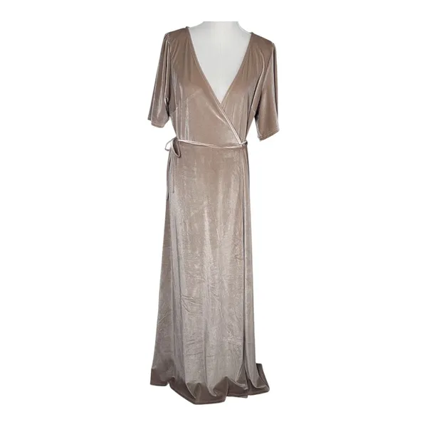 Baltic Born‎ Size-XXL Meghan Velvet Wrap Maxi Dress Champagne - Image 3