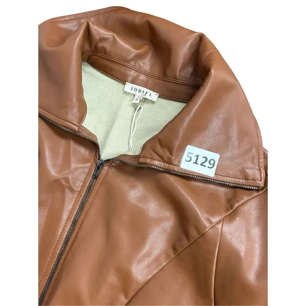 Jodifl size small faux camel color leather jacket -very stylish!! nwt - Image 8