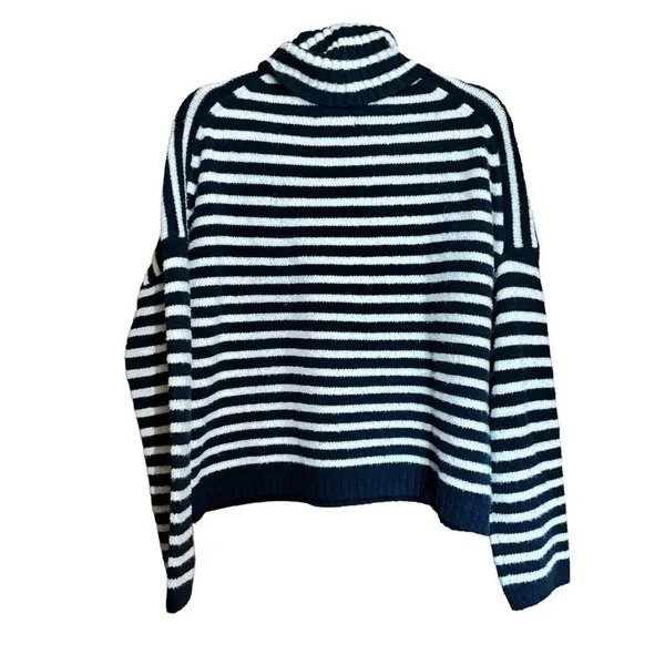 Abercrombie & Fitch Sweater Womens Small Multicolor Stripe Chunky Pullover Mock - Image 6