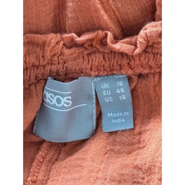 ASOS Orange Off Shoulder Mini Dress Size 14 Boho Peasant Tiered Dress - Image 4