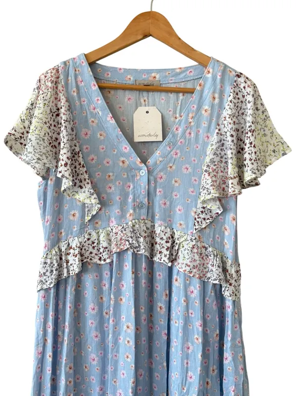 WONDERLY Floral Prairie Boho High Low Maxi Dress Size L NEW - Image 3