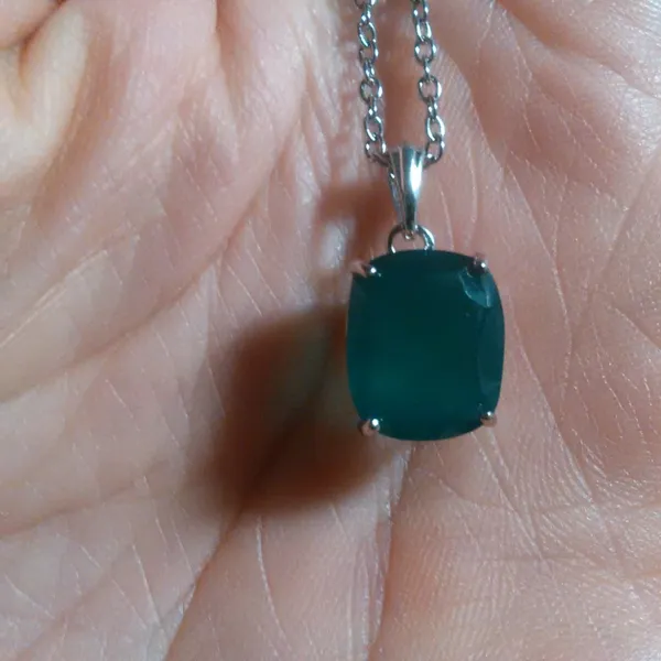 Verde Onyx Sterling Silver Pendant Stainless Steel Necklace - Image 10