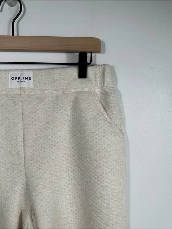 OFFLINE by Aerie Coffee Run‎ Jogger Womens M Cream Textured Sweatpants - Image 7