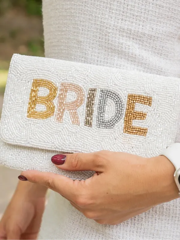 Bride Beaded White Clutch Bag - Image 2