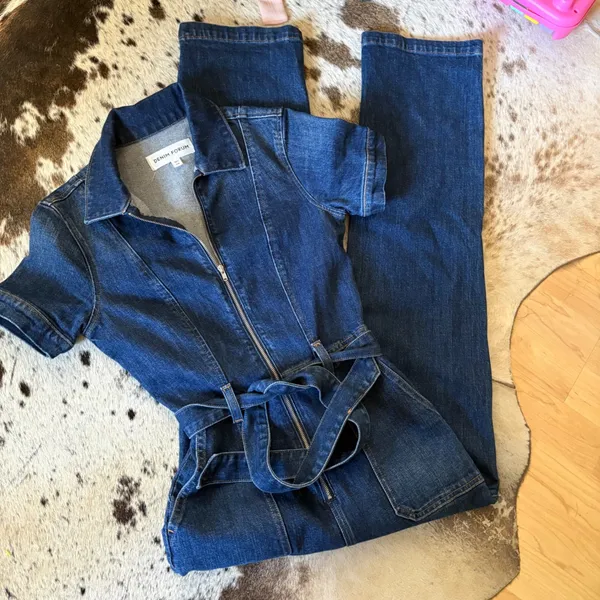 ARITZIA DENIM FORUM Jerry Denim Jumpsuit Front Zip‎ Size XS - Image 2