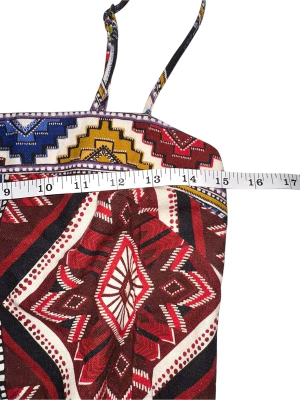 Farm Rio Linen Blend Multicolor Tribal Print Sleeveless Midi Dress - Image 7