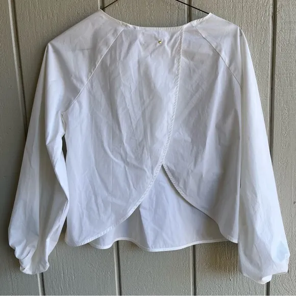 Cuyana Organic Cotton Poplin Open Back‎ Blouse White Size S - Image 6