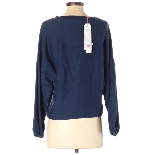 PARKER Beaded Sequin Sweatshirt Floral Embroidered Long Sleeve Blue‎ Red XS New - Image 3