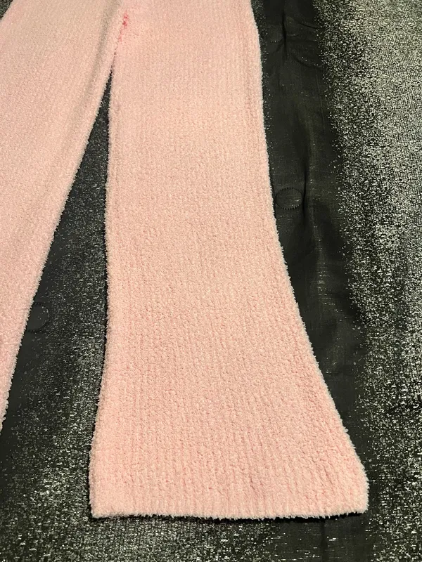 Womens XL Mini Society pink fuzzy knit flared lounge pants - Image 5