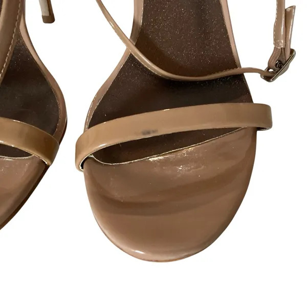 Jeffrey Campbell beige patent leather slingback heels sandals ankle strap sz 7 - Image 5