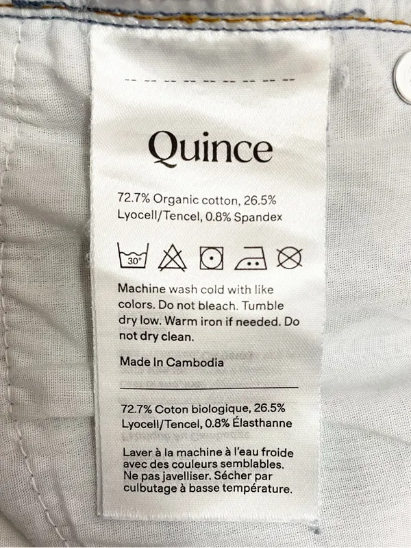 Quince Luna Stretch Relaxed Straight Jeans Sz 30 Cool Blue Mid Rise 28” Inseam - Image 10