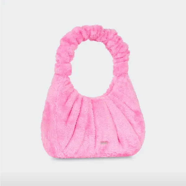 JW PEI Gabbi Terry Ruched Pink Faux Fur Fuzzy Hobo Handbag Revolve - Image 4