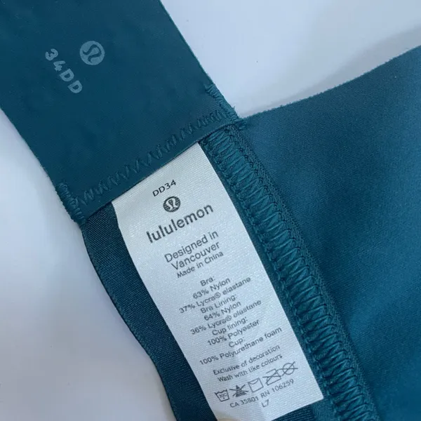LULULEMON Fine Form Bra in Bermuda Teal Size 34DD Yoga Running Sport Seamless - Image 13