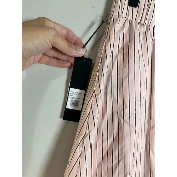 NVLT Applique‎ Poplin Midi Skirt Pink Multi-Rose Stripe Floral Sequin NVLTWS6124 - Image 7
