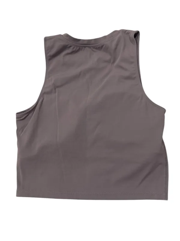 Women's Sleeveless High Neck Padded Cropped Tank Top - purple/Gray - Image 2