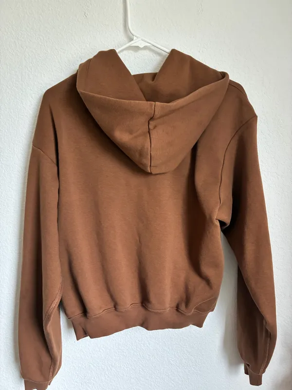 Skims Cotton Fleece Classic Zip Up Hoodie in Cocoa size Medium - Image 2