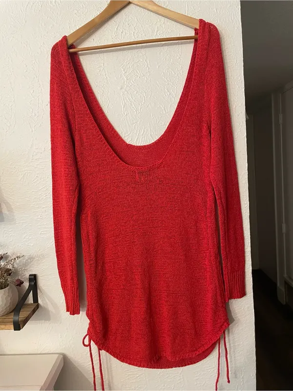 SNDYS x REVOLVE Turn Back Time Mini Dress in Red Scoop Neck Long Sleeve Small - Image 7