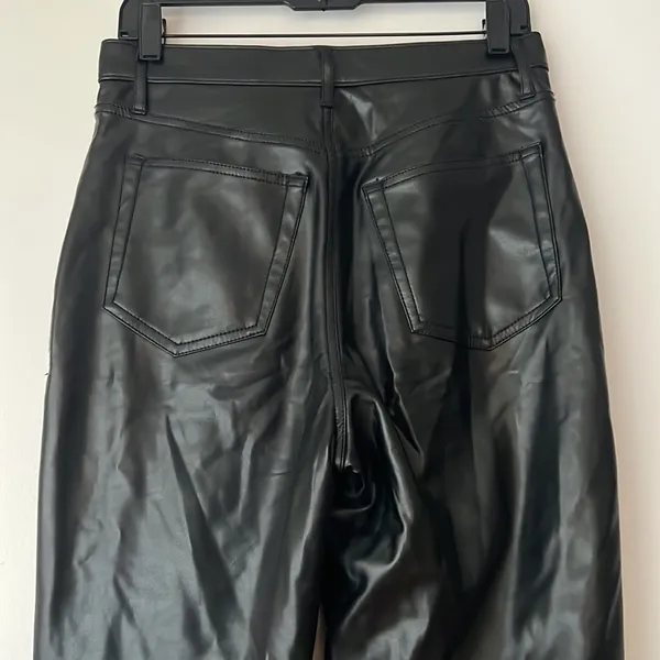 Abercrombie & Fitch Vegan Leather Pants Criss Cross Waist 90s Straight Size 28 6 - Image 5