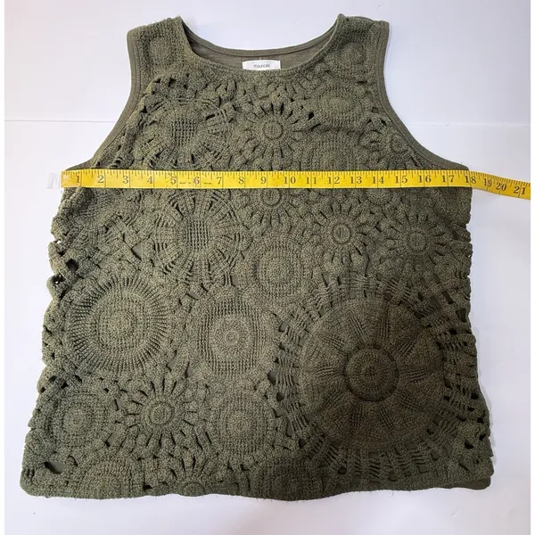 Maurices Crochet‎ Front Tank Top Womens Size M Olive Green Boho Peasant Hippie - Image 5