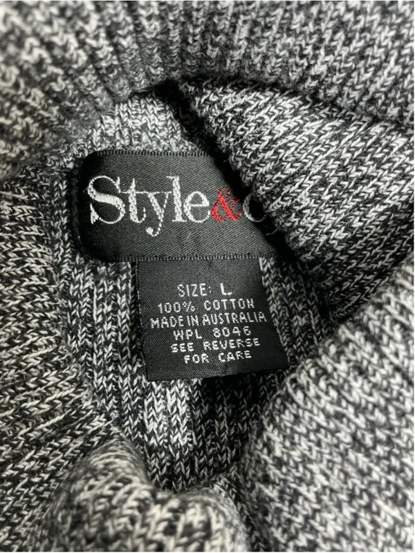 Womans Excellent Style & Co Pullover Ribbed Knit Sweater Large Navy White - Image 3