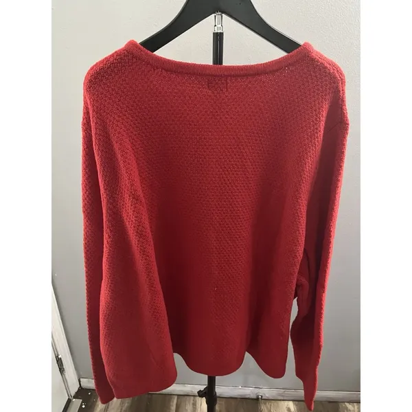 A new day Women’s Red Waffle-Knit Button Front Pocket Cardigan 4X - Image 2