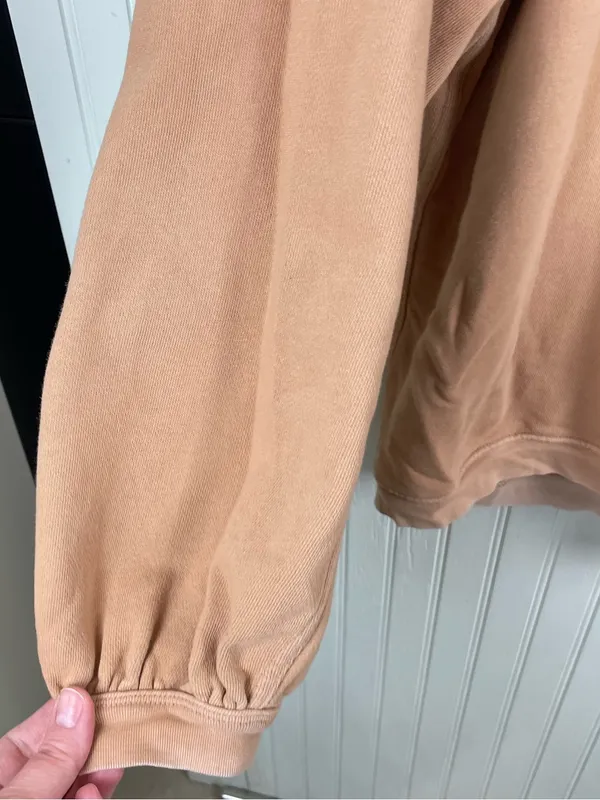 Aerie Balloon Sleeve Oversized Sweatshirt Size Medium Cotton Terry Tan Beige - Image 3