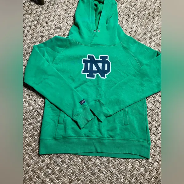 🦄JANSPORT Notre Dame Green Hoodie Womens Small - Image 2