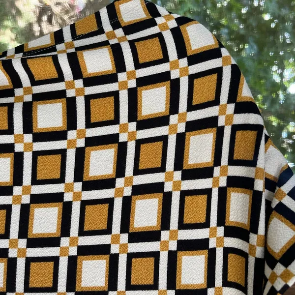 Anthropologie Maya Ruched Cowl Neck Dress Yellow Geometric Print Size MP. NEW! - Image 5