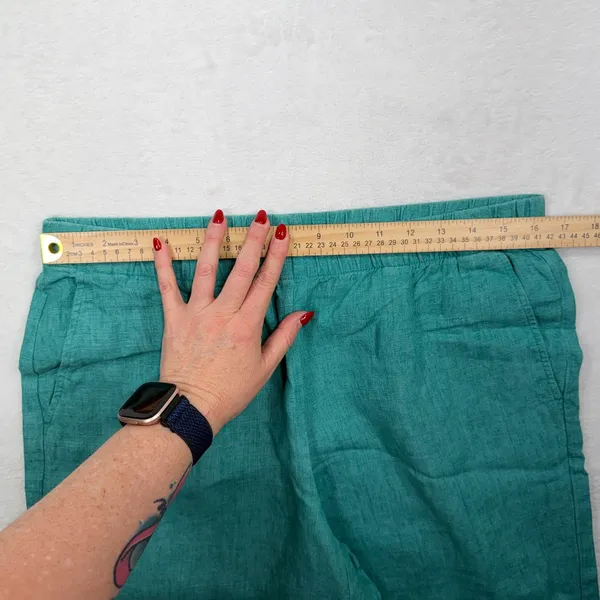 Eileen Fisher M Washed Organic Linen Delave Wide Leg Cropped Pants Relaxed - Image 8